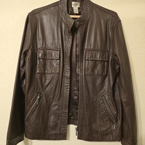 Chico's Genuine Leathear Moto Jacket SIZE 2